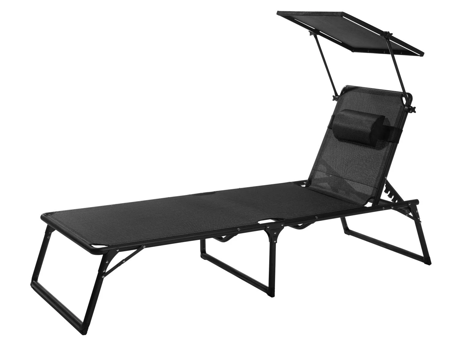 LIVARNO® aluminium sun lounger “Houston” | collapsible | 5-fold adjustable backrest | with sun protection & pillow | weatherproof | UV-resistant | max. 110 kg | ca. 7.2 kg | LIDL Ware | DE Warehouse