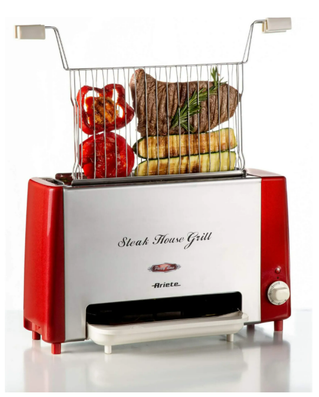 Ariete Party Time Steak House Grill | Vertical electric grill | Timer | Stainless steel grill tongs | 1300 W | Retro-Design | DE Warehouse