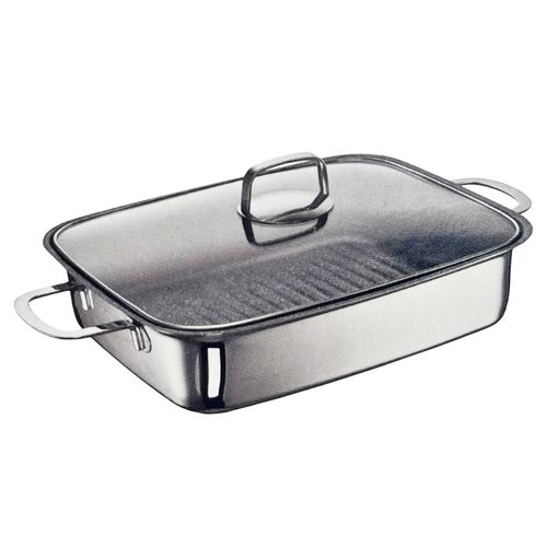 Schulte-Ufer Profi-Function Bratsr 33 × 28 cm – stainless steel with glass lid, for all stoves