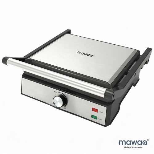 mawaa Contact Grill AK-D-065-1 | 2000 W | 180° Open-grill function | 29 × 24 cm Grill area | Anti-stick coating | Temperature control 180–220 °C | DE Warehouse