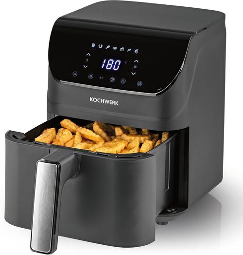 Rachs KOCHWERK Digital hot air fryer 4L | Airfryer with touchscreen for low-fat cooking, grilling or baking without oil | Remembrance function for turning | Light cleaning | 1400W | DE Warehouse
