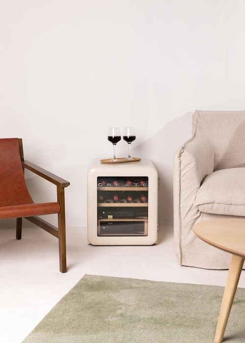 CREATE Winecooler RETRO M | 12 bottles | 48L | Cream white | Retro-Vintage Design | 0,75L bottles | Newware