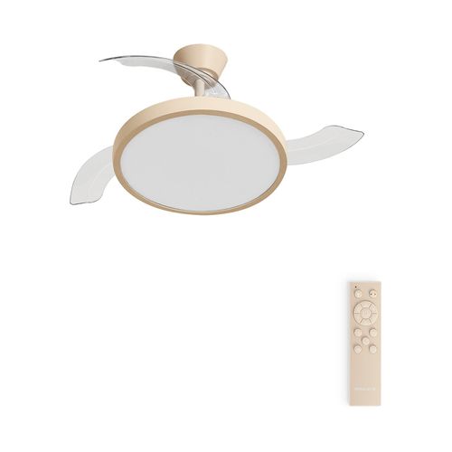 CREATE WIND CLEAR LV | White / Natural Wood | 36W LED | Transparent Wing | Remote control | DE Warehouse