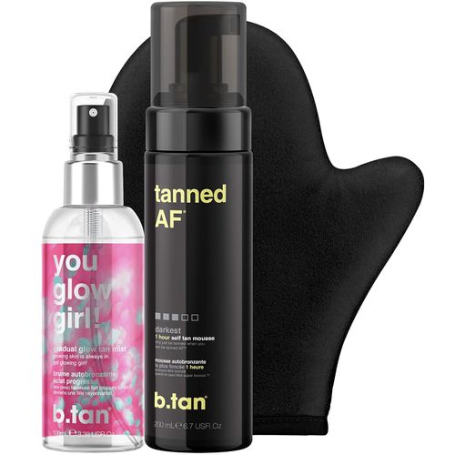 b.tan Glow Self Tanner Bundle Set – Handschuh, Mist & Mousse