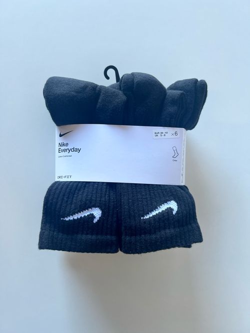Nike Everyday Cotton Cushioned Crew Socks | 6er Pack | Black | Size 38–42 | 6 × 6 Packing | 36 pairs per unit