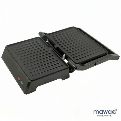 mawaa Contact Grill MCG-12610-BK | 1.000 W | 180° Opening angle | 22,8 × 14,5 cm BBQ area | Anti-stick coating | Temperature control up to 220 °C | Side-side grilling | Fat collecting tray | Black | DE Warehouse